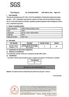 fire resistance Certification of Artificial Grass fire resistance Certification of Artificial Grass